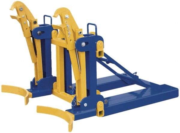 Vestil - 2,000 Lb Load Capacity, 30 & 55 Gal Forklift Drum Handler - 43" Wide x 32" High - Exact Tool & Supply