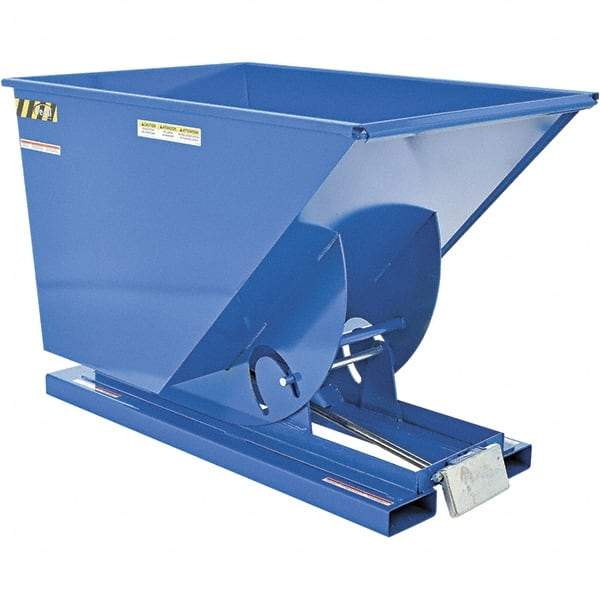 Vestil - 6,000 Lb Load Capacity, 1 Cu Yd, Steel Self-Dumping Hopper - 41-1/4" Wide x 61" Long x 43" High, Powder Coat Blue - Exact Tool & Supply