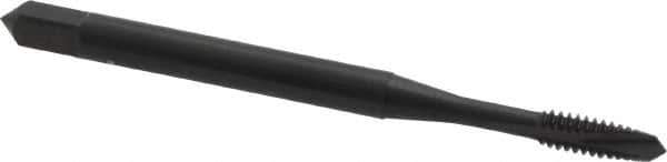 OSG - #4-40 UNC, 2 Flute, Oxide Finish, Vanadium High Speed Steel Spiral Point Tap - Plug Chamfer, Right Hand Thread, 1-7/8" OAL, 9/16" Thread Length, 0.141" Shank Diam, Series 280 - Exact Tool & Supply