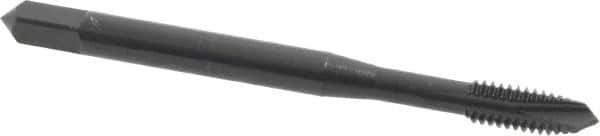 OSG - #8-32 UNC, 3 Flute, Oxide Finish, Vanadium High Speed Steel Spiral Point Tap - Plug Chamfer, Right Hand Thread, 2-1/8" OAL, 3/4" Thread Length, 0.168" Shank Diam, Series 280 - Exact Tool & Supply