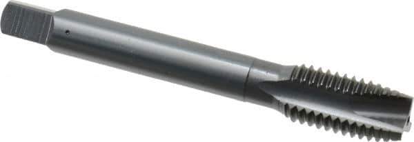 OSG - M12x1.75 Metric Coarse, 3 Flute, Oxide Finish, Vanadium High Speed Steel Spiral Point Tap - Plug Chamfer, Right Hand Thread, 3-3/8" OAL, 1-21/32" Thread Length, 0.367" Shank Diam, 6H Class of Fit, Series 289 - Exact Tool & Supply