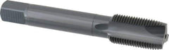 OSG - M18x1.50 Metric Fine, 3 Flute, Oxide Finish, Vanadium High Speed Steel Spiral Point Tap - Plug Chamfer, Right Hand Thread, 4-1/32" OAL, 1-13/16" Thread Length, 0.542" Shank Diam, Series 289 - Exact Tool & Supply