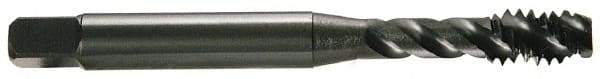 OSG - #10-24 UNC 3 Flute 2B/3B Modified Bottoming Spiral Flute Tap - Vanadium High Speed Steel, TiCN Finish, 2-3/8" OAL, Right Hand Flute, Right Hand Thread, H3, Series 290 - Exact Tool & Supply