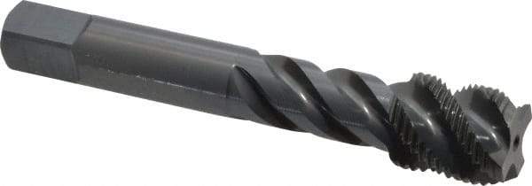 OSG - M18x1.50 Metric Fine 4 Flute Modified Bottoming Spiral Flute Tap - Vanadium High Speed Steel, Oxide Finish, 4-1/32" OAL, Right Hand Flute, Right Hand Thread, D6, Series 299 - Exact Tool & Supply