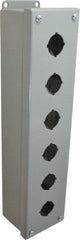 Cooper B-Line - 6 Hole, 1.203 Inch Hole Diameter, Steel Pushbutton Switch Enclosure - 14-3/4 Inch High x 3-1/4 Inch Wide x 2-3/4 Inch Deep, 12, 13 NEMA Rated - Exact Tool & Supply