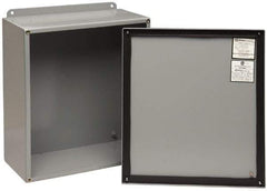 Cooper B-Line - Steel Standard Enclosure Screw Flat Cover - NEMA 12, 13, 8" Wide x 10" High x 6" Deep, Dirt-tight & Dust-tight - Exact Tool & Supply