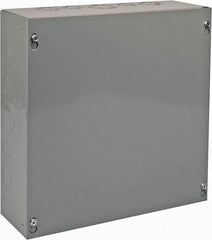 Cooper B-Line - Steel Junction Box Enclosure Screw Flat Cover - NEMA 1, 12" Wide x 12" High x 4" Deep - Exact Tool & Supply