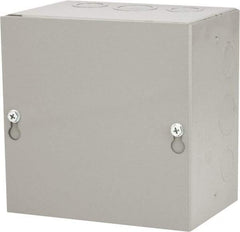 Cooper B-Line - Steel Junction Box Enclosure Screw Flat Cover - NEMA 1, 6" Wide x 6" High x 4" Deep - Exact Tool & Supply