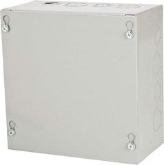 Cooper B-Line - Steel Junction Box Enclosure Screw Flat Cover - NEMA 1, 8" Wide x 8" High x 4" Deep - Exact Tool & Supply