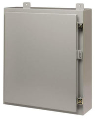 Cooper B-Line - Steel Standard Enclosure Hinge Flat Cover - NEMA 12, 13, 12" Wide x 16" High x 6" Deep, Dirt-tight & Dust-tight - Exact Tool & Supply