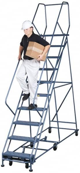 Gillis - 10.83' High 300 Lb Capacity 10 Step Rolling Ladder - Exact Tool & Supply