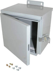 Cooper B-Line - Steel Junction Box Enclosure Hinge Flat Cover - NEMA 3R, 8" Wide x 8" High x 6" Deep, Rainproof - Exact Tool & Supply