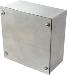 Cooper B-Line - Steel Junction Box Enclosure Screw Flat Cover - NEMA 3, 12, 8" Wide x 8" High x 4" Deep, Dust-tight & Rainproof - Exact Tool & Supply