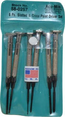 Moody Tools - 6 Piece JIS, Phillips & Slotted Screwdriver Set - Bit Sizes: Philips JIS: #00, Phillips: #0, #1, Slotted - Exact Tool & Supply