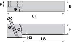Kennametal - KGMS, Left Hand, Indexable Grooving Tool Holder - 38.1mm Shank Height, 38.1mm Shank Width, 139.9mm OAL - Exact Tool & Supply