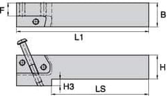 Kennametal - KGMS, Left Hand, Indexable Grooving Tool Holder - 38.1mm Shank Height, 38.1mm Shank Width, 139.9mm OAL - Exact Tool & Supply