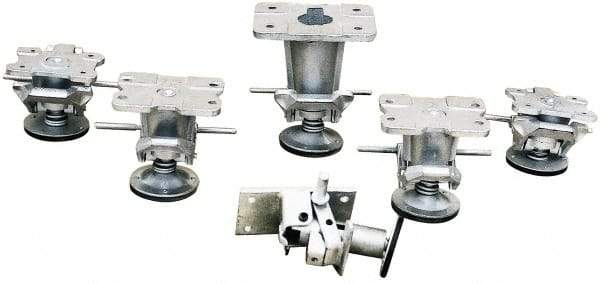 Vestil - 7-3/4" Mounting Height, Floor Lock for 6" Diam Caster Wheels - 1" Retracted Clearance, 4-1/2" x 6" Top Plate Size, 2-7/16" x 4-5/16" Bolt Hole Spacing - Exact Tool & Supply