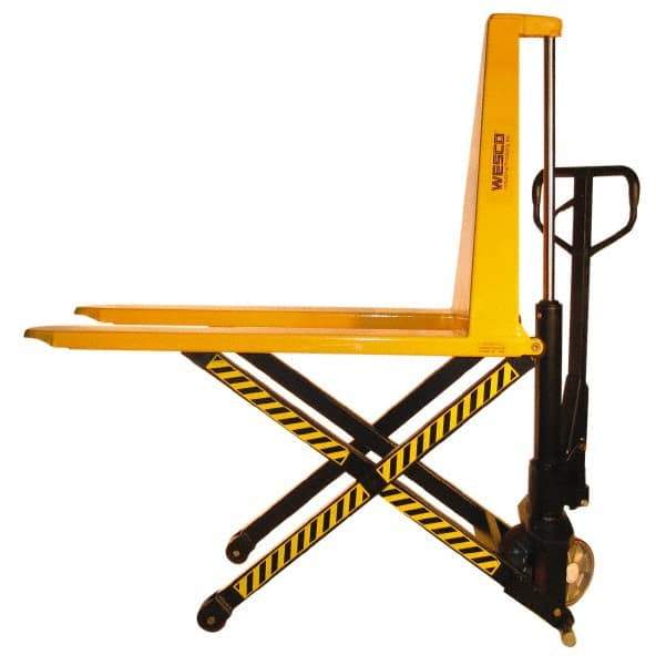 Wesco Industrial Products - 3,000 Lb Capacity Skid Lifter Scissor Lift - 3-1/2" Lift Height, 43" Platform Length x 20" Platform Width - Exact Tool & Supply