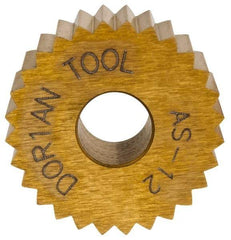 Dorian Tool - 3/4" Diam, 90° Tooth Angle, 12 TPI, Standard (Shape), Form Type High Speed Steel Straight Knurl Wheel - 3/8" Face Width, 1/4" Hole, Circular Pitch, Bright Finish, Series A - Exact Tool & Supply