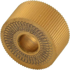 Dorian Tool - 3/4" Diam, 90° Tooth Angle, 35 TPI, Standard (Shape), Form Type High Speed Steel Straight Knurl Wheel - 3/8" Face Width, 1/4" Hole, Circular Pitch, Bright Finish, Series A - Exact Tool & Supply