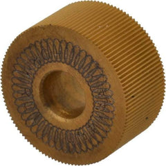 Dorian Tool - 3/4" Diam, 70° Tooth Angle, 50 TPI, Standard (Shape), Form Type High Speed Steel Straight Knurl Wheel - 3/8" Face Width, 1/4" Hole, Circular Pitch, Bright Finish, Series A - Exact Tool & Supply