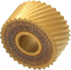 Dorian Tool - 3/4" Diam, 90° Tooth Angle, 16 TPI, Standard (Shape), Form Type High Speed Steel Right-Hand Diagonal Knurl Wheel - 3/8" Face Width, 1/4" Hole, Circular Pitch, 30° Helix, Bright Finish, Series A - Exact Tool & Supply