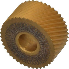 Dorian Tool - 3/4" Diam, 90° Tooth Angle, 20 TPI, Standard (Shape), Form Type High Speed Steel Right-Hand Diagonal Knurl Wheel - 3/8" Face Width, 1/4" Hole, Circular Pitch, 30° Helix, Bright Finish, Series A - Exact Tool & Supply