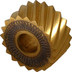 Dorian Tool - 3/4" Diam, 90° Tooth Angle, 10 TPI, Standard (Shape), Form Type High Speed Steel Left-Hand Diagonal Knurl Wheel - 3/8" Face Width, 1/4" Hole, Circular Pitch, 30° Helix, Bright Finish, Series A - Exact Tool & Supply
