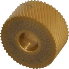 Dorian Tool - 3/4" Diam, 90° Tooth Angle, 25 TPI, Standard (Shape), Form Type High Speed Steel Left-Hand Diagonal Knurl Wheel - 3/8" Face Width, 1/4" Hole, Circular Pitch, 30° Helix, Bright Finish, Series A - Exact Tool & Supply