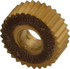 Dorian Tool - 1/2" Diam, 90° Tooth Angle, 20 TPI, Standard (Shape), Form Type High Speed Steel Straight Knurl Wheel - 3/16" Face Width, 3/16" Hole, Circular Pitch, Bright Finish, Series C - Exact Tool & Supply