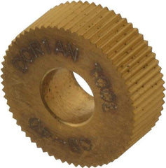 Dorian Tool - 1/2" Diam, 90° Tooth Angle, 40 TPI, Standard (Shape), Form Type High Speed Steel Straight Knurl Wheel - 3/16" Face Width, 3/16" Hole, Circular Pitch, Bright Finish, Series C - Exact Tool & Supply