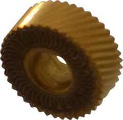 Dorian Tool - 1/2" Diam, 90° Tooth Angle, 30 TPI, Standard (Shape), Form Type High Speed Steel Right-Hand Diagonal Knurl Wheel - 3/16" Face Width, 3/16" Hole, Circular Pitch, 30° Helix, Bright Finish, Series C - Exact Tool & Supply