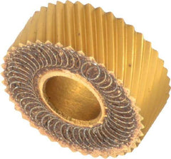 Dorian Tool - 1/2" Diam, 90° Tooth Angle, 30 TPI, Standard (Shape), Form Type High Speed Steel Left-Hand Diagonal Knurl Wheel - 3/16" Face Width, 3/16" Hole, Circular Pitch, 30° Helix, Bright Finish, Series C - Exact Tool & Supply
