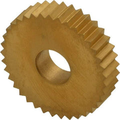 Dorian Tool - 1" Diam, 90° Tooth Angle, 12 TPI, Standard (Shape), Form Type Cobalt Straight Knurl Wheel - 0.236" Face Width, 5/16" Hole, Circular Pitch, TiN Finish, Series M - Exact Tool & Supply