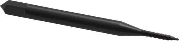 OSG - #0-80 UNF, 2 Flute, Oxide Finish, High Speed Steel Spiral Point Tap - Plug Chamfer, Right Hand Thread, 1-5/8" OAL, 5/16" Thread Length, 0.141" Shank Diam, 2B Class of Fit, Series 105 - Exact Tool & Supply