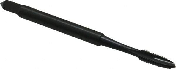 OSG - #4-40 UNC, 2 Flute, Oxide Finish, High Speed Steel Spiral Point Tap - Plug Chamfer, Right Hand Thread, 1-7/8" OAL, 9/16" Thread Length, 0.141" Shank Diam, Series 105 - Exact Tool & Supply