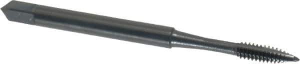 OSG - #4-40 UNC, 2 Flute, Oxide Finish, High Speed Steel Spiral Point Tap - Plug Chamfer, Right Hand Thread, 1-7/8" OAL, 9/16" Thread Length, 0.141" Shank Diam, Series 105 - Exact Tool & Supply