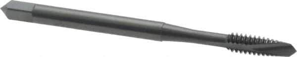 OSG - #6-32 UNC, 2 Flute, Oxide Finish, High Speed Steel Spiral Point Tap - Plug Chamfer, Right Hand Thread, 2" OAL, 11/16" Thread Length, 0.141" Shank Diam, Series 105 - Exact Tool & Supply