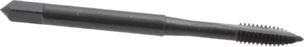 OSG - #8-32 UNC, 2 Flute, Oxide Finish, High Speed Steel Spiral Point Tap - Plug Chamfer, Right Hand Thread, 2-1/8" OAL, 3/4" Thread Length, 0.168" Shank Diam, 3B Class of Fit, Series 105 - Exact Tool & Supply
