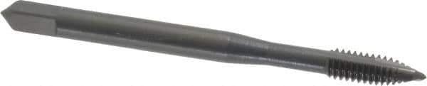 OSG - #8-32 UNC, 2 Flute, Oxide Finish, High Speed Steel Spiral Point Tap - Plug Chamfer, Right Hand Thread, 2-1/8" OAL, 3/4" Thread Length, 0.168" Shank Diam, Series 105 - Exact Tool & Supply