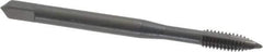 OSG - #8-32 UNC, 2 Flute, Oxide Finish, High Speed Steel Spiral Point Tap - Plug Chamfer, Right Hand Thread, 2-1/8" OAL, 3/4" Thread Length, 0.168" Shank Diam, Series 105 - Exact Tool & Supply