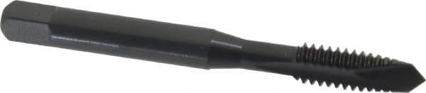 OSG - 1/4-20 UNC, 2 Flute, Oxide Finish, High Speed Steel Spiral Point Tap - Plug Chamfer, Right Hand Thread, 2-1/2" OAL, 1" Thread Length, 0.255" Shank Diam, Series 105 - Exact Tool & Supply
