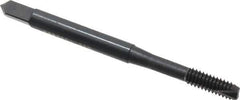 OSG - #8-32 UNC, 2 Flute, Oxide Finish, High Speed Steel Spiral Point Tap - Bottoming Chamfer, Right Hand Thread, 2-1/8" OAL, 3/4" Thread Length, 0.168" Shank Diam, 2B Class of Fit, Series 105B - Exact Tool & Supply