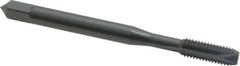 OSG - #10-32 UNF, 2 Flute, Oxide Finish, High Speed Steel Spiral Point Tap - Bottoming Chamfer, Right Hand Thread, 2-3/8" OAL, 7/8" Thread Length, 0.194" Shank Diam, 2B Class of Fit, Series 105B - Exact Tool & Supply