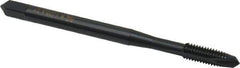OSG - M3.5x0.60 Metric Coarse, 2 Flute, Oxide Finish, High Speed Steel Spiral Point Tap - Plug Chamfer, Right Hand Thread, 2" OAL, 11/16" Thread Length, 0.141" Shank Diam, 6H Class of Fit, Series 142 - Exact Tool & Supply