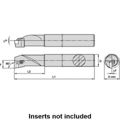 Kennametal - 6mm Min Bore Diam, 60mm OAL, 6mm Shank Diam, S-CBFP Indexable Boring Bar - 16mm Max Bore Depth, BP.. Insert, Clamp Holding Method - Exact Tool & Supply