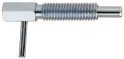 Gibraltar - M10x1.5, 1.17" Thread Length, 6mm Plunger Diam, 3.3 N Init to 16.7 N Final End Force, Steel Locking L Handle Plunger - 51mm Body Length, 33mm Length Under Head, 14mm Plunger Projection - Exact Tool & Supply
