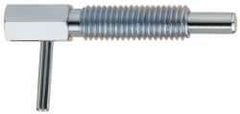 Gibraltar - M10x1.5, 1.17" Thread Length, 6mm Plunger Diam, 3.3 N Init to 16.7 N Final End Force, Steel Locking L Handle Plunger - 51mm Body Length, 33mm Length Under Head, 14mm Plunger Projection - Exact Tool & Supply