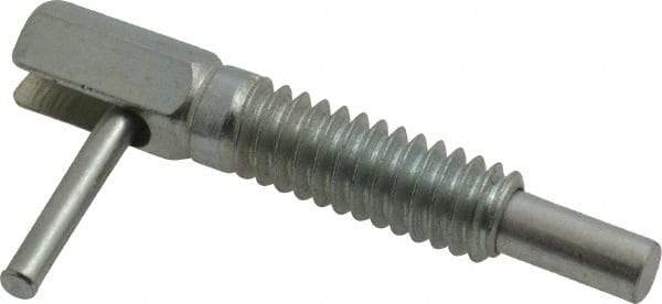 Gibraltar - 1/4-20, 0.8" Thread Length, 0.16" Plunger Diam, 0.5 Lb Init to 2.5 Lb Final End Force, Steel Locking L Handle Plunger - 1-1/4" Body Length, 0.8" Length Under Head, 0.38" Plunger Projection - Exact Tool & Supply