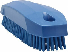 Vikan - 0.7" Bristle Length, Polyester Scrub Brush - 1-1/2" Wide Head, 4-1/2" OAL, Blue, Polypropylene Block - Exact Tool & Supply